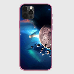 Чехол для iPhone 12 Pro Max Космическое столкновение объектов, цвет: 3D-малиновый