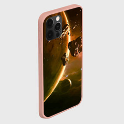 Чехол для iPhone 12 Pro Max Две планеты в космическом пространстве, цвет: 3D-светло-розовый — фото 2