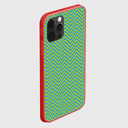 Чехол для iPhone 12 Pro Max Зеленые зигзаги, цвет: 3D-красный — фото 2