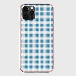 Чехол для iPhone 12 Pro Max Бело-голубой клетчатый узор, цвет: 3D-светло-розовый