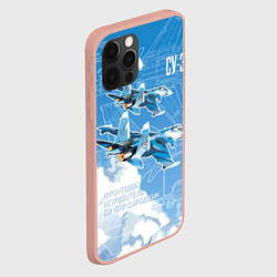 Чехол для iPhone 12 Pro Max Истребитель-бомбардировщик Су-34 в облаках, цвет: 3D-светло-розовый — фото 2