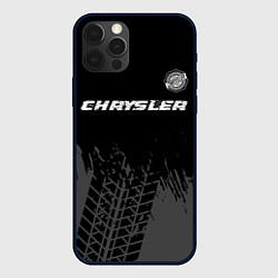 Чехол для iPhone 12 Pro Max Chrysler Speed на темном фоне со следами шин, цвет: 3D-черный