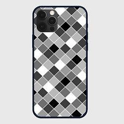 Чехол для iPhone 12 Pro Max Черно-белый клетчатый узор, цвет: 3D-черный