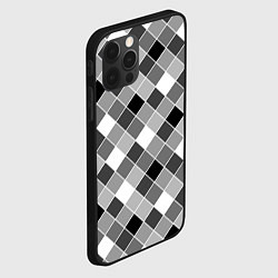 Чехол для iPhone 12 Pro Max Черно-белый клетчатый узор, цвет: 3D-черный — фото 2