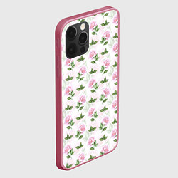 Чехол для iPhone 12 Pro Max Садовые розы, паттерн, цвет: 3D-малиновый — фото 2