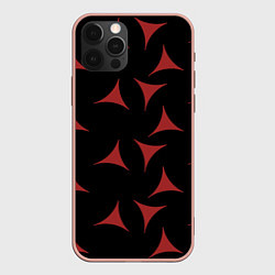 Чехол для iPhone 12 Pro Max Red Stars - Красные треугольные объекты в чёрном п, цвет: 3D-светло-розовый