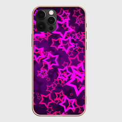 Чехол для iPhone 12 Pro Max Purple stars, цвет: 3D-светло-розовый