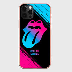 Чехол для iPhone 12 Pro Max Rolling Stones - neon gradient, цвет: 3D-светло-розовый