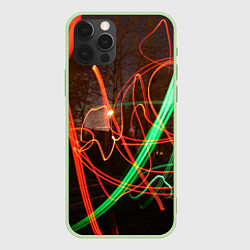 Чехол для iPhone 12 Pro Max Абстрактные улица и зелёно-красные лучи, цвет: 3D-салатовый