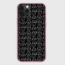 Чехол для iPhone 12 Pro Max Милые Разные Мордочки Котов, цвет: 3D-малиновый