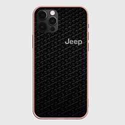 Чехол для iPhone 12 Pro Max Jeep карбон, цвет: 3D-светло-розовый