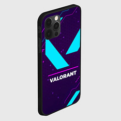 Чехол для iPhone 12 Pro Max Символ Valorant в неоновых цветах на темном фоне, цвет: 3D-черный — фото 2