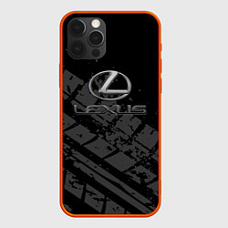 Чехол для iPhone 12 Pro Max Lexus - След шины, цвет: 3D-красный
