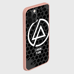 Чехол для iPhone 12 Pro Max Linkin Park glitch на темном фоне, цвет: 3D-светло-розовый — фото 2