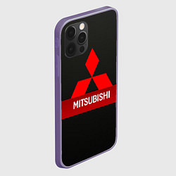 Чехол для iPhone 12 Pro Max Mitsubishi - логотип - красная полоса, цвет: 3D-серый — фото 2