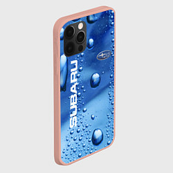 Чехол для iPhone 12 Pro Max Subaru - капли, цвет: 3D-светло-розовый — фото 2