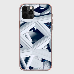 Чехол для iPhone 12 Pro Max Абстрактное множество металлический пластин, цвет: 3D-светло-розовый