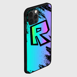Чехол для iPhone 12 Pro Max Roblox neon logo, цвет: 3D-черный — фото 2