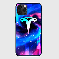 Чехол iPhone 12 Pro Max Tesla неоновый космос