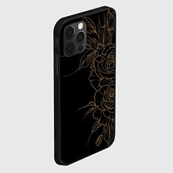Чехол для iPhone 12 Pro Max Элегантные розы на черном фоне, цвет: 3D-черный — фото 2