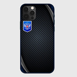 Чехол для iPhone 12 Pro Max Black & blue Russia, цвет: 3D-черный