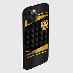 Чехол для iPhone 12 Pro Max Gold & black - Russia, цвет: 3D-черный — фото 2