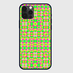 Чехол для iPhone 12 Pro Max Желтый, зеленый, малиновый калейдоскопический неон, цвет: 3D-черный