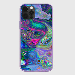 Чехол для iPhone 12 Pro Max Цветные волновые разводы, цвет: 3D-сиреневый