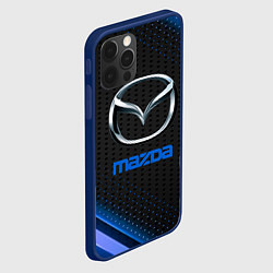Чехол для iPhone 12 Pro Max Mazda Абстракция карбон, цвет: 3D-тёмно-синий — фото 2