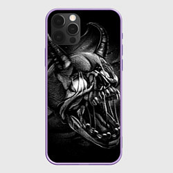 Чехол для iPhone 12 Pro Max Череп Демона - рисунок карандашом, цвет: 3D-сиреневый