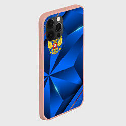 Чехол для iPhone 12 Pro Max Герб РФ на синем объемном фоне, цвет: 3D-светло-розовый — фото 2
