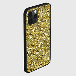 Чехол для iPhone 12 Pro Max Золотая чеканка - текстура, цвет: 3D-черный — фото 2