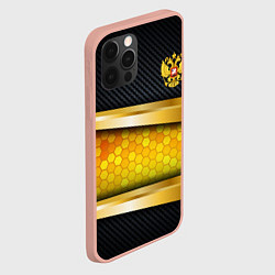 Чехол для iPhone 12 Pro Max Black & gold - герб России, цвет: 3D-светло-розовый — фото 2
