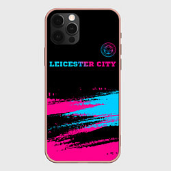 Чехол для iPhone 12 Pro Max Leicester City - neon gradient: символ сверху, цвет: 3D-светло-розовый