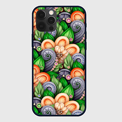 Чехол для iPhone 12 Pro Max Объемные лепестки цветов и листья, цвет: 3D-черный