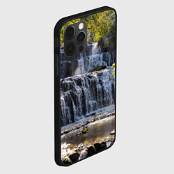 Чехол для iPhone 12 Pro Max Водопад, солнечные лучи и лес, цвет: 3D-черный — фото 2