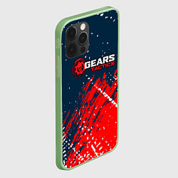 Чехол для iPhone 12 Pro Max Gears of War - бела-красная текстура, цвет: 3D-салатовый — фото 2