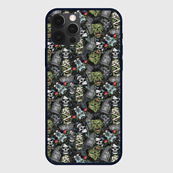 Чехол для iPhone 12 Pro Max Череп, зомби и вампир, цвет: 3D-черный