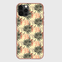 Чехол для iPhone 12 Pro Max Пальмы и гепард узор, цвет: 3D-светло-розовый