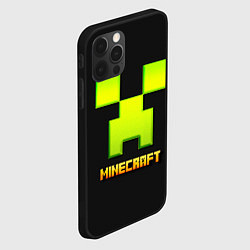 Чехол для iPhone 12 Pro Max Minecraft: neon logo, цвет: 3D-черный — фото 2