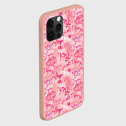Чехол для iPhone 12 Pro Max Любовь и сердце, цвет: 3D-светло-розовый — фото 2