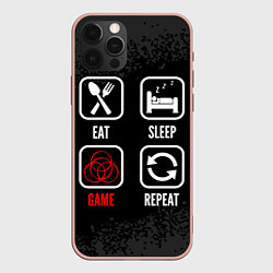 Чехол для iPhone 12 Pro Max Eat, sleep, Elden Ring, repeat, цвет: 3D-светло-розовый