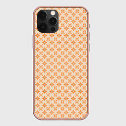 Чехол для iPhone 12 Pro Max Оранжевые геометрические цветы, цвет: 3D-светло-розовый