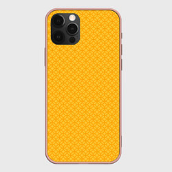 Чехол для iPhone 12 Pro Max Желтые связанные узоры, цвет: 3D-светло-розовый