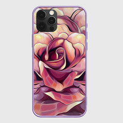 Чехол для iPhone 12 Pro Max Крупная роза маслом, цвет: 3D-сиреневый