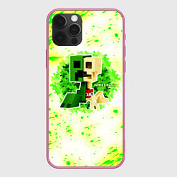 Чехол для iPhone 12 Pro Max Minecraft creeper green, цвет: 3D-малиновый