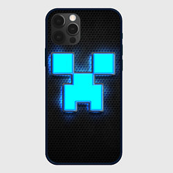 Чехол для iPhone 12 Pro Max Minecraft Creeper - neon, цвет: 3D-черный