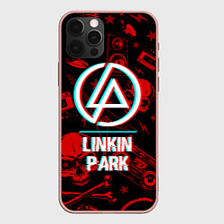 Чехол для iPhone 12 Pro Max Linkin Park rock glitch, цвет: 3D-светло-розовый