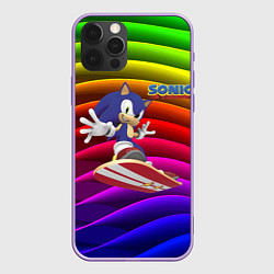 Чехол для iPhone 12 Pro Max Sonic - hedgehog - skateboarding - bands, цвет: 3D-сиреневый