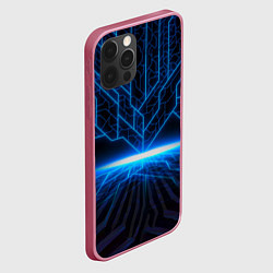 Чехол для iPhone 12 Pro Max Цифровые молнии, цвет: 3D-малиновый — фото 2